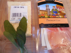 Prosciutto, Fontina cheese, sage
