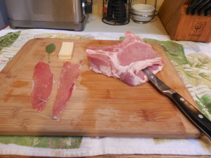 Pork chop filet with filling ingredients