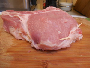 Filled and sealed pork chop